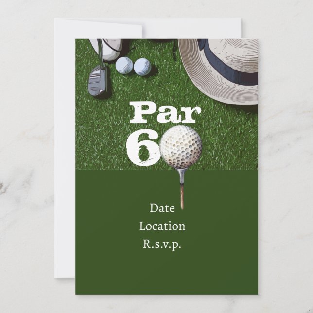 Invitation Golf Par 60e anniversaire de golfeurs de soixante  (Devant)
