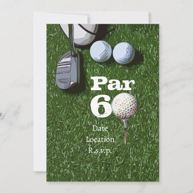 Invitation Golf Par 60e anniversaire de golfeurs de soixante  (Devant)