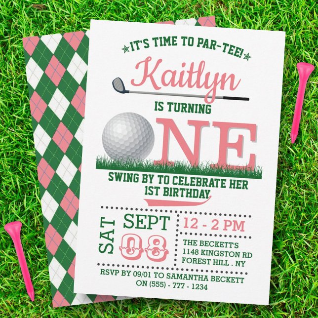 Invitation Golf PAR-TEE 1er anniversaire (Créateur téléchargé)