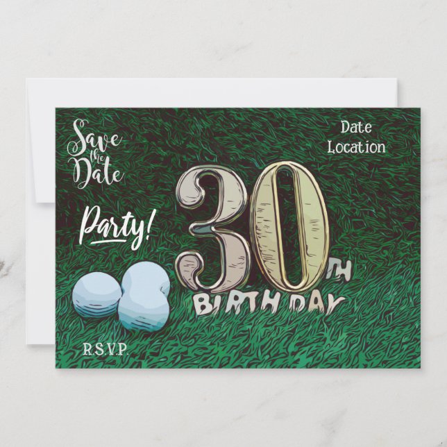 Invitation Golf Par tee party 30e anniversaire au golfeur (Devant)