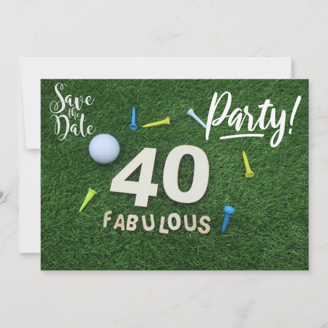 Invitation Golf Par tee party 40e anniversaire au golfeur (Devant)
