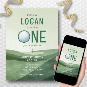 Invitation Golf Par-tee pour le 1er anniversaire Aquarelle Un