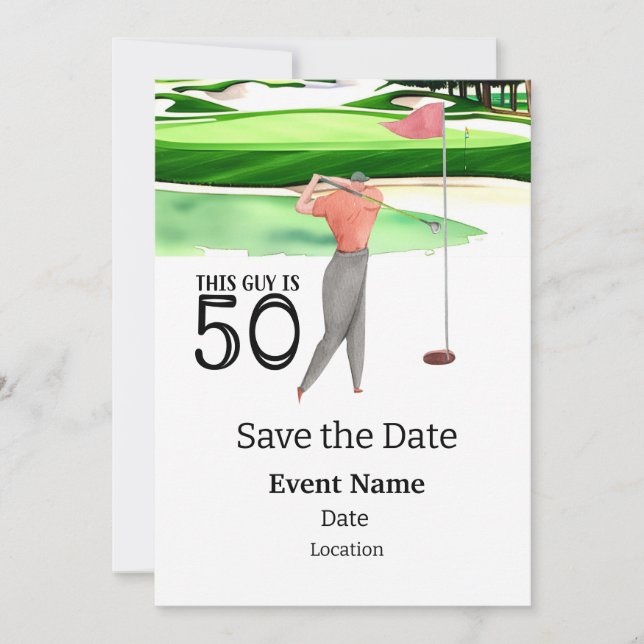 Invitation Golf Party 50th Birthday Enregistrer la date pour  (Devant)