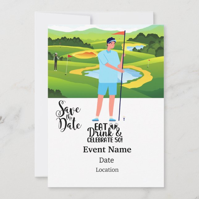 Invitation Golf Party 50th Birthday Enregistrer la date pour  (Devant)