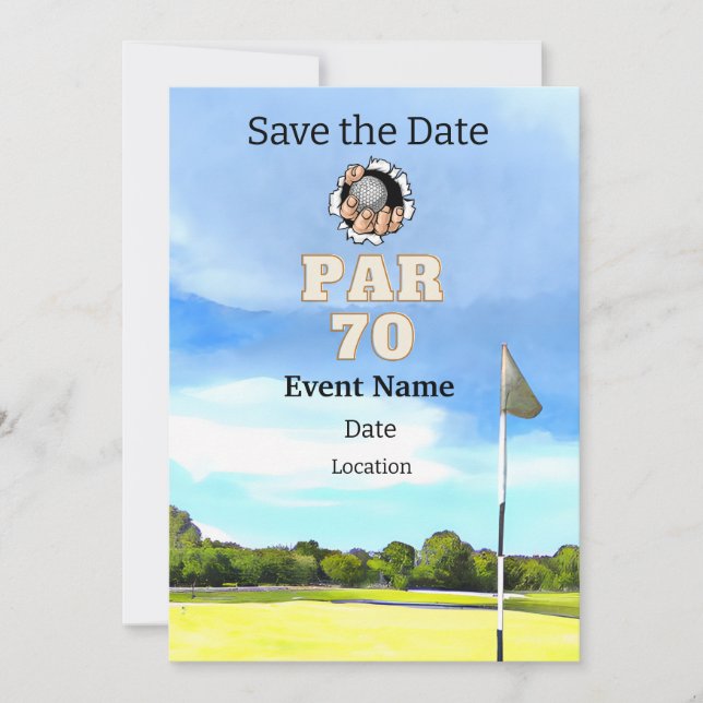 Invitation Golf Party 70th Birthday Enregistrer la date pour  (Devant)