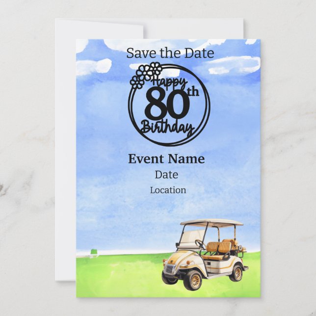 Invitation Golf Party 80th Birthday Enregistrer la date pour  (Devant)