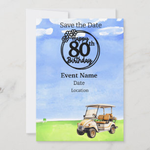 Invitation Golf Party 80th Birthday Enregistrer la date pour 