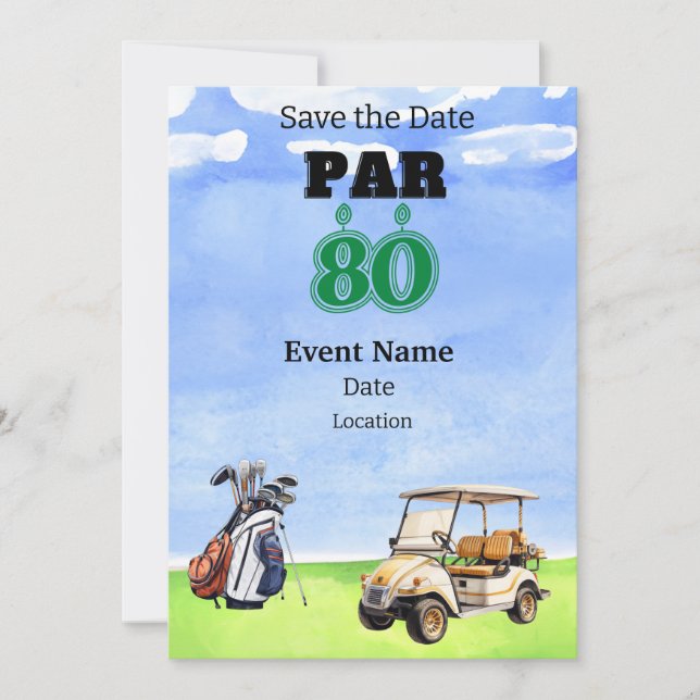 Invitation Golf Party 80th Birthday Enregistrer la date pour  (Devant)