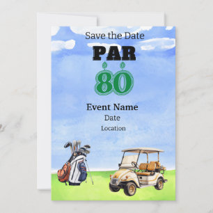 Invitation Golf Party 80th Birthday Enregistrer la date pour 