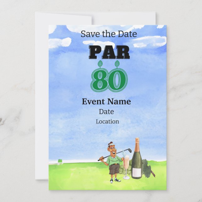 Invitation Golf Party 80th Birthday Enregistrer la date pour  (Devant)