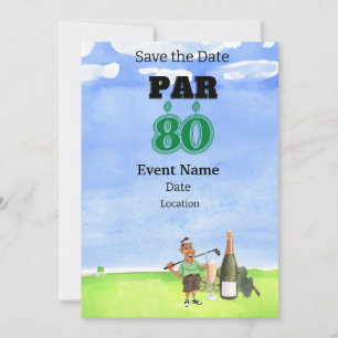 Invitation Golf Party 80th Birthday Enregistrer la date pour 