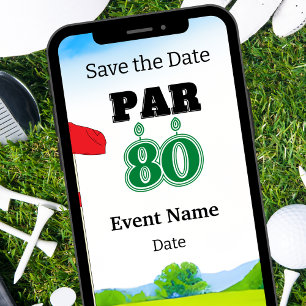 Invitation Golf Party 80th Birthday Enregistrer la date pour 