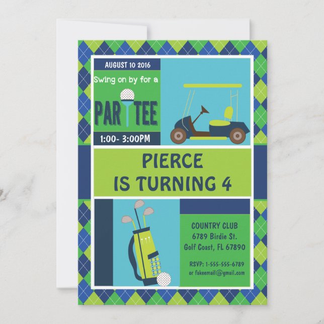 Invitation Golf Party - Golf Anniversaire Personna (Devant)