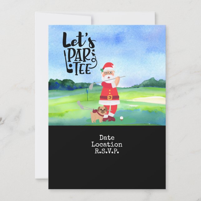 Invitation Golf Santa Claus Noël Fête de Noël Enregistrer la  (Devant)