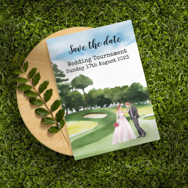 Invitation Golf Sauvegarder la date Golf Mariage Aquarelle go (Créateur téléchargé)