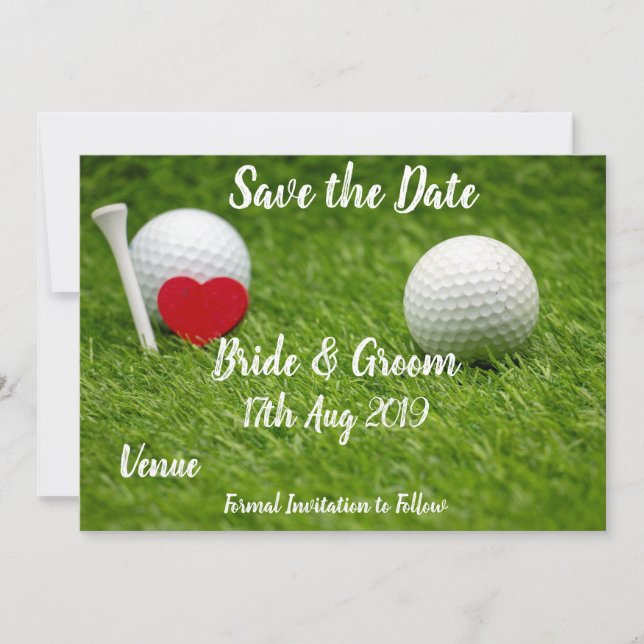 Invitation Golf Sauvegarder la date pour le mariage avec amou (Devant)