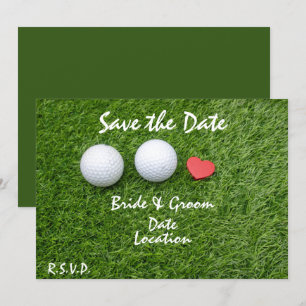 Invitation Golf Sauvez la date avec balle de golf en amour su