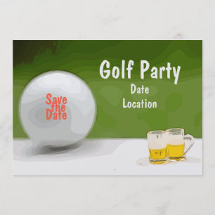 Invitation Golf Sauvez la date pour la fête avec de la bière