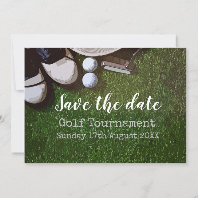 Invitation Golf Sauvez la date Tournoi de golf sur vert (Devant)