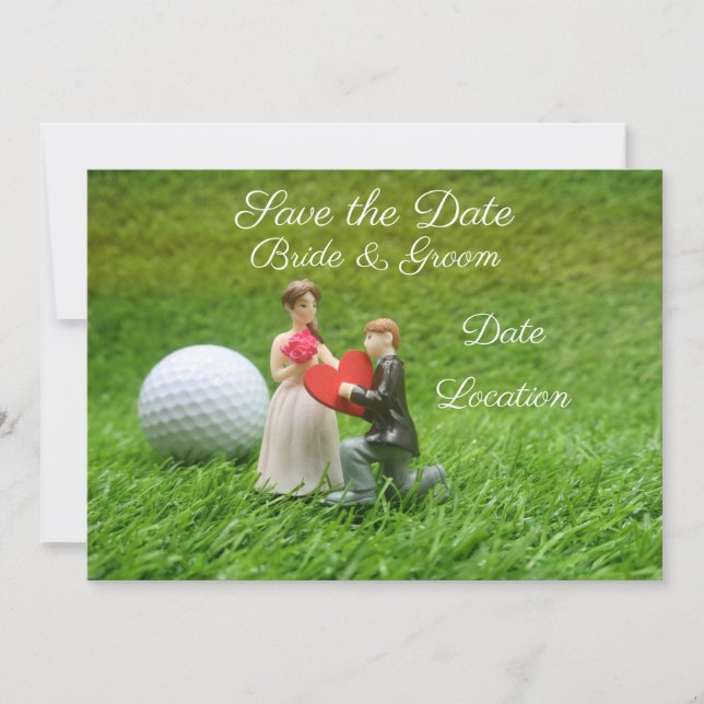 Invitation Golf Sauvez le marié et la mariée avec amour (Devant)
