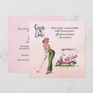 Invitation Golf Save the Date party pour la partie golfeuse f