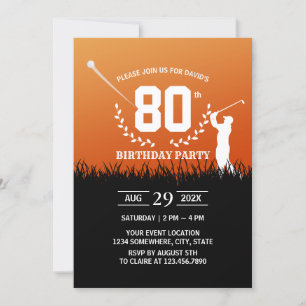 Invitation Golf Sports 80e fête d'anniversaire