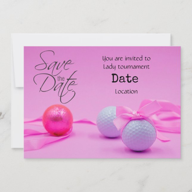 Invitation Golf sur Rose pour Woman Golfer tournoi Save Date (Devant)