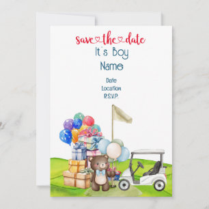 Invitation Golf Teddy Bear C'est un garçon pour bébé golfeur