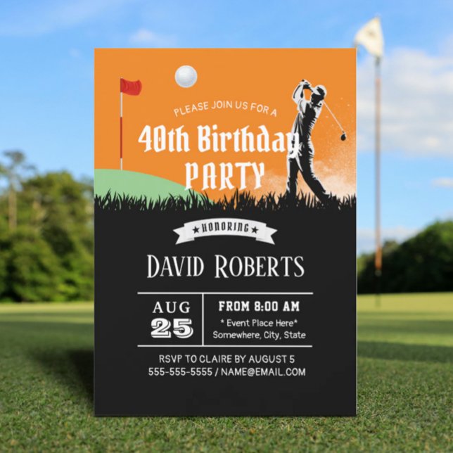 Invitation Golf Thème Adulte 40ème Anniversaire (Créateur téléchargé)