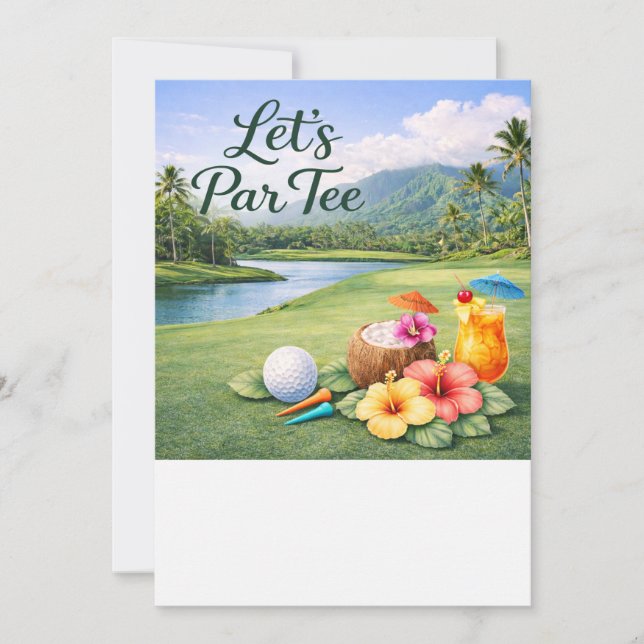 Invitation Golf  thème hawaïen (Devant)