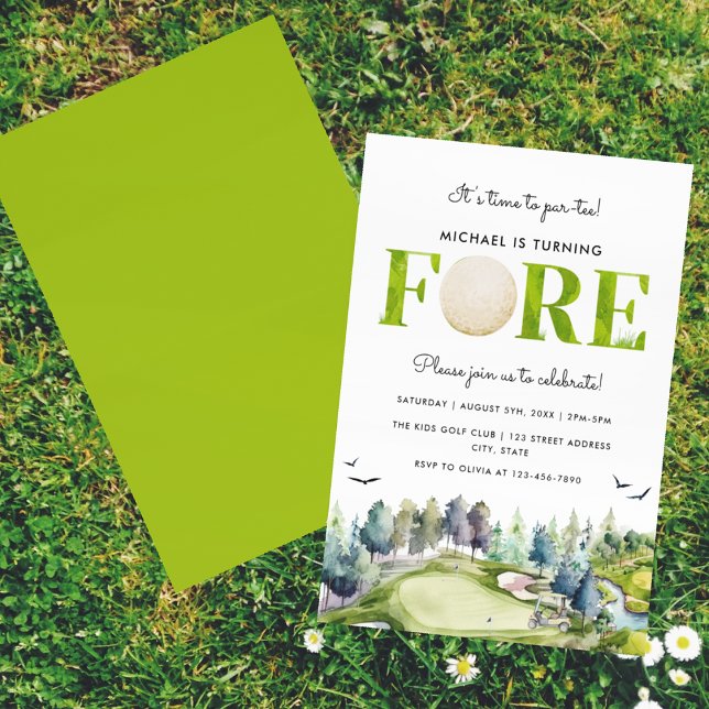 Invitation Golf Tournez à l'avant-garde 4e anniversaire (Front and Back)