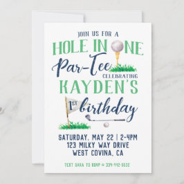 Invitation Golf Troue en Un Premier Anniversaire Aquarelle