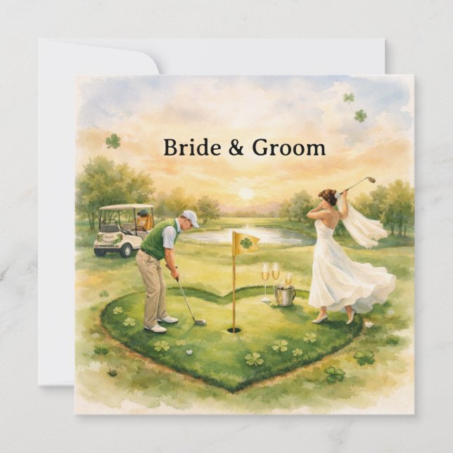 Invitation Golf Wedding Lucky in Love St. Patrick's Day theme (Devant)