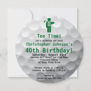 Invitation Golfball Green Golf 40e Anniversaire Fête Invitati