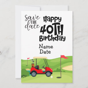 Invitation Golfer 40e anniversaire avec voiturette de golf En