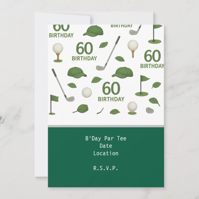 Invitation Golfer 60e anniversaire pour Amoureux des chats (Devant)