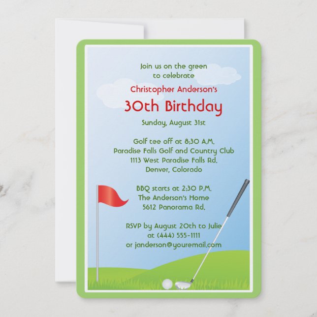 Invitation Golfer Golf Boule de golf et drapeau 30e anniversa (Devant)