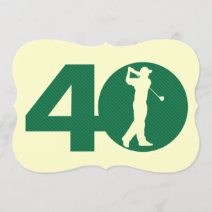 Invitation Golfer Golf Vert bronze 40e anniversaire Invitatio