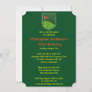 Invitation Golfeur Golf Golfing Balle et Drapeau 30e Annivers