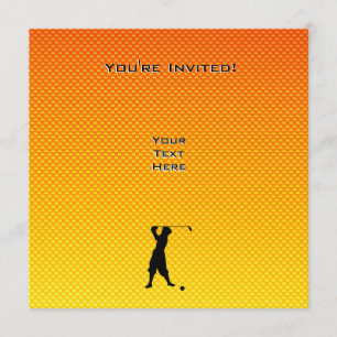 Invitation Golfeur Vintage orange jaune