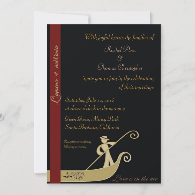 Invitation Gondole - l'amour est dans le ciel (Devant)