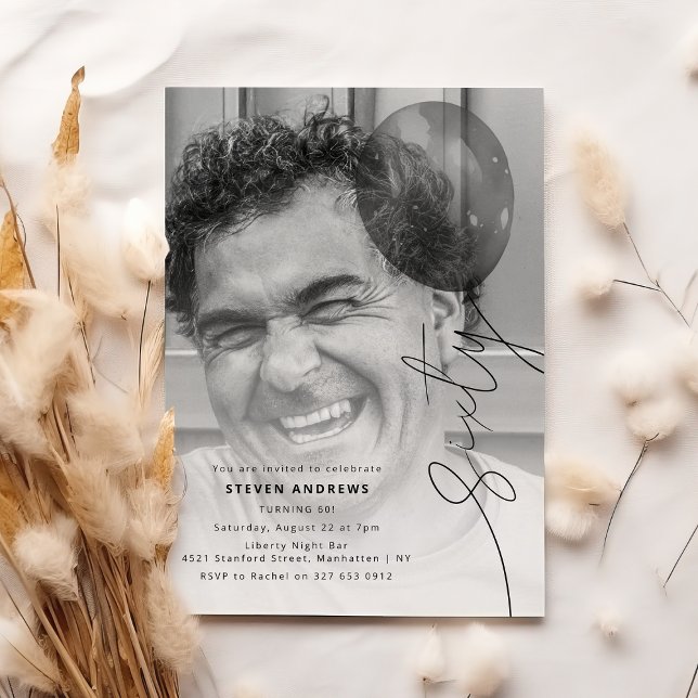 Invitation Gonflage de soixante ballons | Photo fête d'annive (Créateur téléchargé)