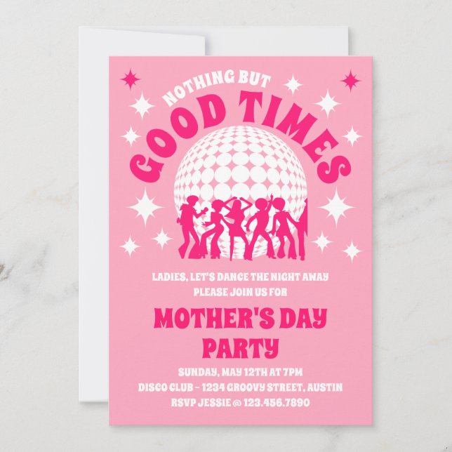 Invitation Good Times Super fête des mères roses (Devant)