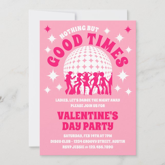 Invitation Good Times Super Pink Saint Valentin fête (Devant)