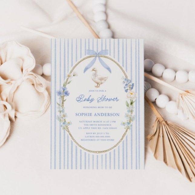 Invitation Goose Cottage Blue Baby Shower (Créateur téléchargé)