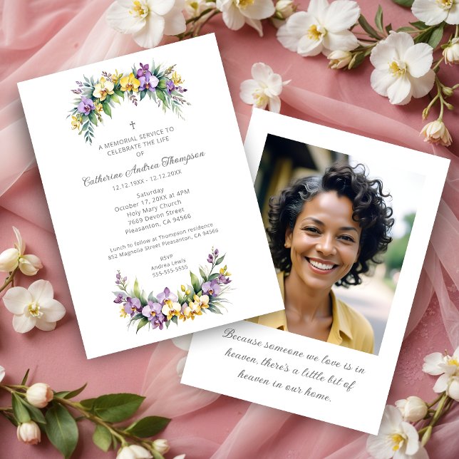 Invitation Gorgeous Lush Floral Oval Effect Photo Funeral (Gorgeous Lush Floral Oval Effect Photo Funeral Invitations Cards.)