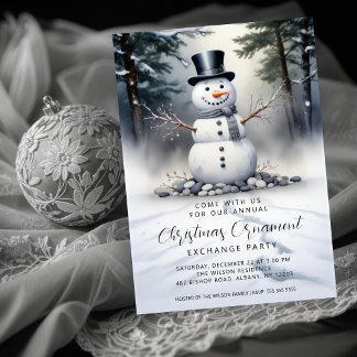 Invitation Gorgeous Snowman Frosted Forest Ornament Exchange