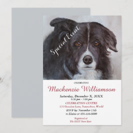INVITATION GORGEUSE COLLIE FRONTALIÈRE NOIRE SOUHAITE UN ANNI