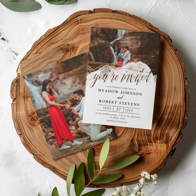 Invitation Gossamer Overlay Black Font Photo Mariage informel (Créateur téléchargé)