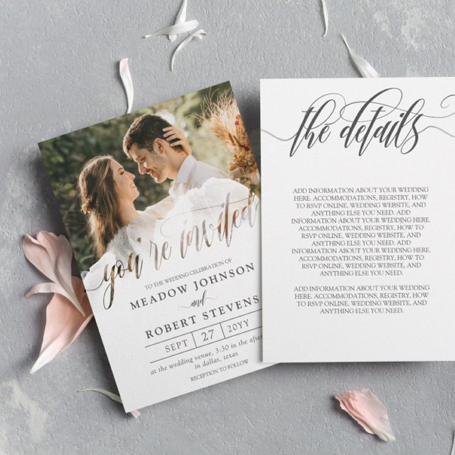 Invitation Gossamer Overlay Photo informelle 2 en 1 Mariage (Créateur téléchargé)